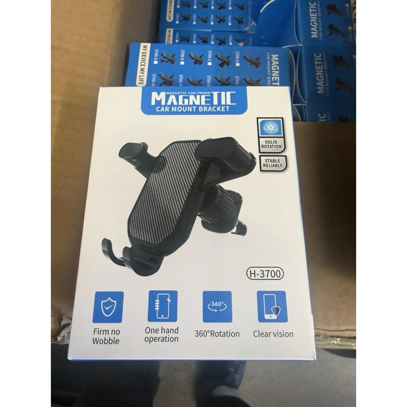 Magnetic Car Mount Bracket H-3700 - 360° Rotation, Firm No Wobble, One Hand Operation, Clear Vision, Stable & Reliable