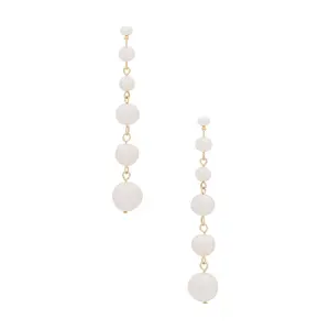 Ettika Multi Freshwater Pearl Linear Earrings in Pearl