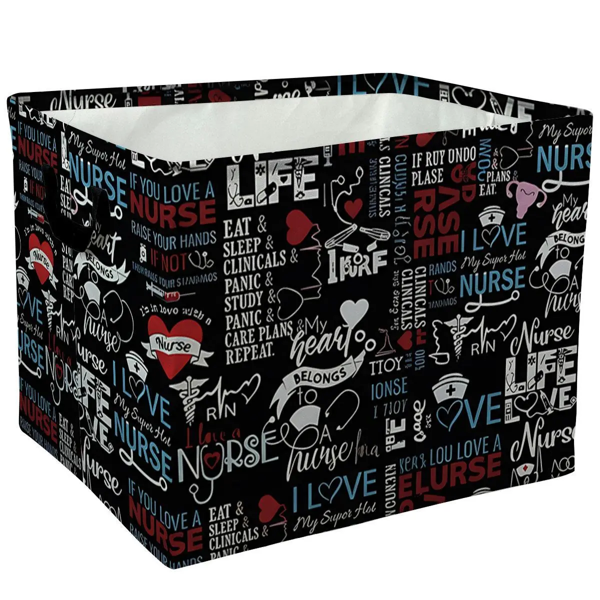 Nurse Life Love Heart Pattern Storage Baskets Storage Boxes Home Decor Storage Clothes Organization And Storage Home Decor Storage Holiday Gifts，Organizer For Toys，Books，Laundry Baskets