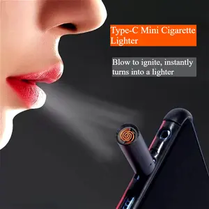 1Pcs TYPE-C Portable Low Consumption Mini Electronic Lighter Windproof And Energy Saving Outdoor Phone Lighter