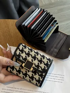 New Houndstooth Pattern Large Capacity Multi-Card Slot Wallet, Exquisite Wallet, High-End Casual Short Design, All Seasons Money Bag Coin Purse