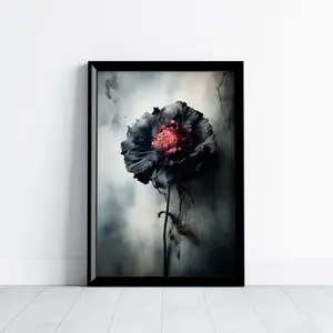 Dramatic Black Poppy Flower Wall Art, Moody Floral, Home Decor, Gothic Botanical, Dark Academia Witchy Wall Art, Unframed