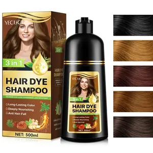 Yecuce 500ML 3in1 Hair Dye Shampoo, Gentle Herbal Formula, Safe for Scalp and Hair, DIY Hair Coloring, Quick 30min Results, Coffee Colors, Haircare