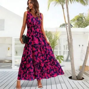 Women's Floral Print Dress Casual Sleeveless Summer Dress Fashionable Lightweight And Skin-Friendly Suitable For Beach Vacations Travel Outdoor Activities And Everyday Casual Wear