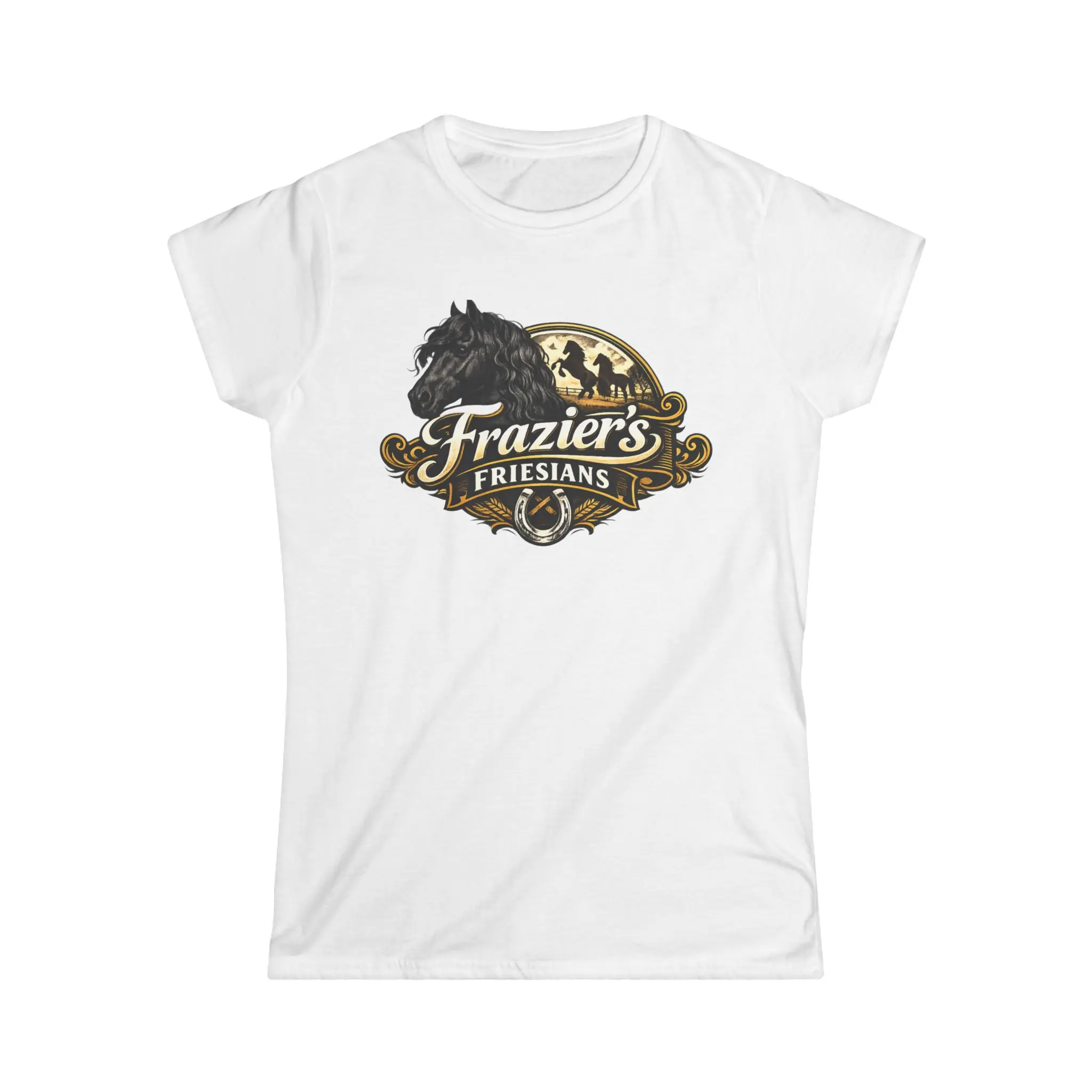 Frazier's Friesians Horse Logo Tee | Friesian Horse Emblem, Equestrian Shirt