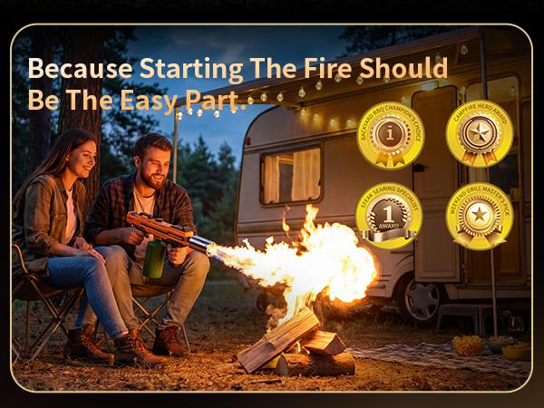 IJF Propane Torch for BBQ Grill Charcoal Starter Adjustable Flame Blow Torch Heavy Duty Grill Torch for Steak Searing Campfire Fire Starter Outdoor Camping Cooking Propane Torch Head for Propane Tank Tank Not Included