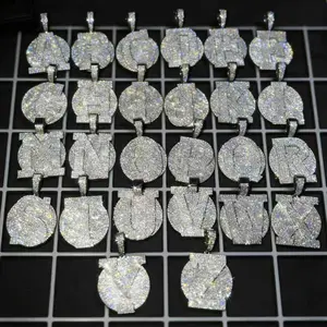 M2-2003 Iced Out Custom Bubble Initial Pendants with Cubic Zirconia & Rhinestone Decoration for Personalized Jewelry