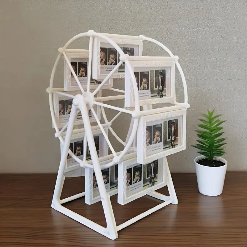 Vintage Rotating Ferris Wheel Photo Frame with 6 4-Inch Exquisite Frames  Perfect for Living Room, Bedroom, or Desk Display, Ideal Gift for Valentine'S Day, Birthdays & Christmas (High-Quality ABS Plastic)
