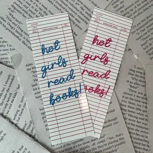 hot girls read books! library card bookmark | romance reader booktok