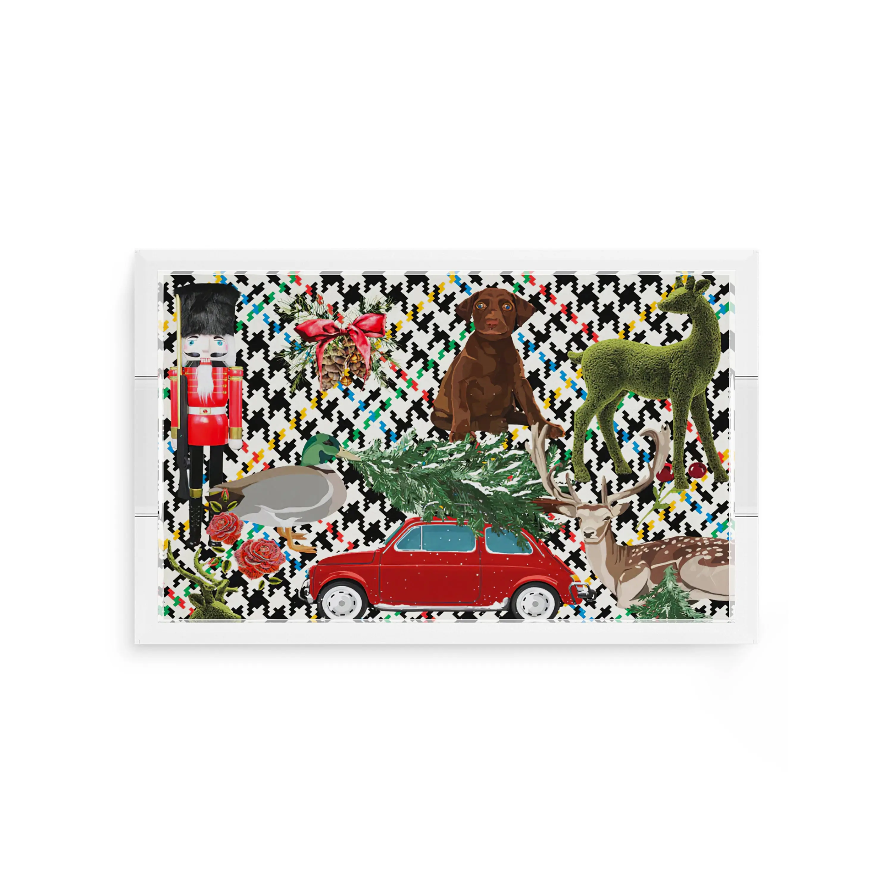 Ultimate Christmas Multi Plaid Acrylic Rectangle Decorative Tray