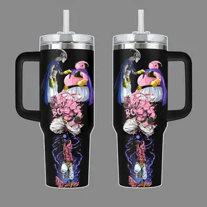 Majin Buu DragonB Anime Stainless Steel Tumbler 20oz 40oz with Handle & Straw | Chaos Absorption Saga Edition