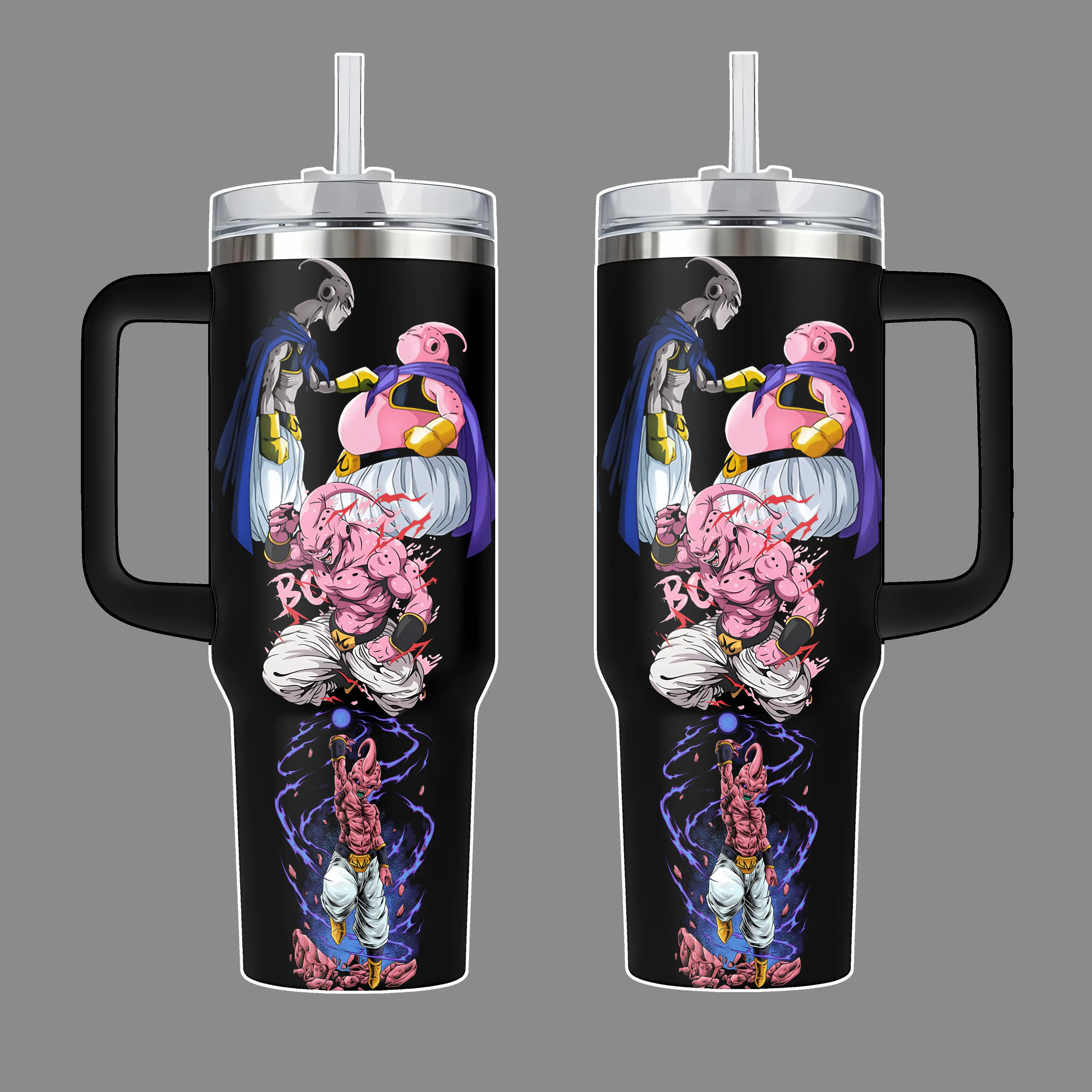 Majin Buu DragonB Anime Stainless Steel Tumbler 20oz 40oz with Handle & Straw | Chaos Absorption Saga Edition