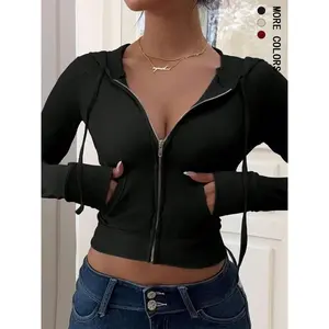 Women's Hooded Sweatshirt with Zipper, Fall & Winter Casual Slim-Fit Pullover, Fashionable Simple Design for Daily Commute