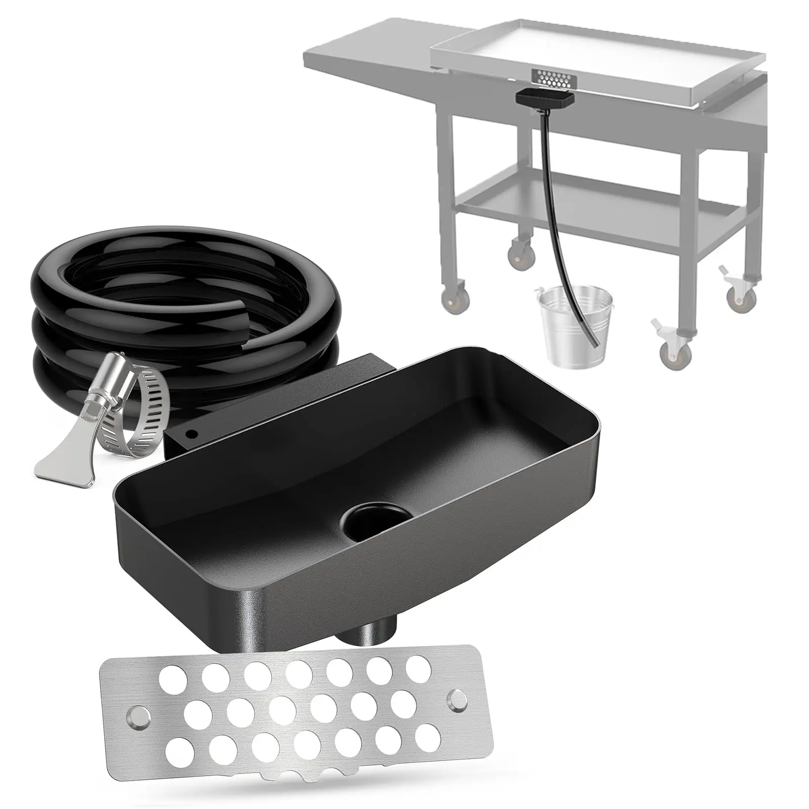 Upgrade Rear Blackstone Grease Catcher  With Separate Magnetic Gate For Innovative Griddle Accessories Compatible 36" Grill Plate