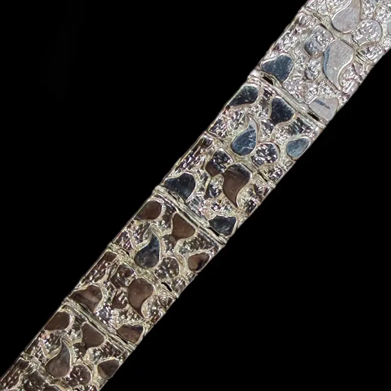 Fashion Nugget-Style Bangle Bracelet, Unisex Custom Name Costume Jewelry, Casual Wear Accessory with Textured Look