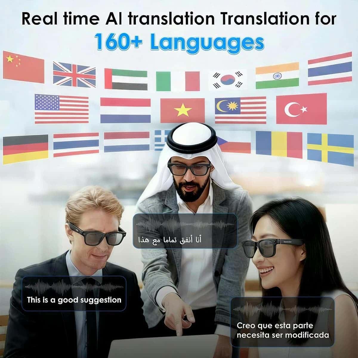 Smart AI Glasses With 4K Camera Video Stabilization For Content Creators Real-Time Translation Noise Canceling Mic Smart AI Glasses With 4K Camera Video Stabilization For Content Creators Real-Time Translation Noise Canceling Mic