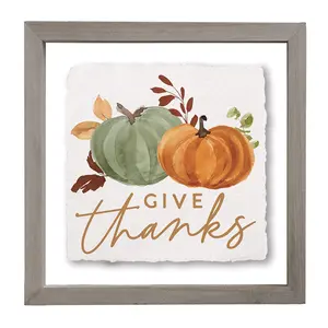 Sincere Surroundings 10"Give Thanks Pumpkin Floating Frame Art