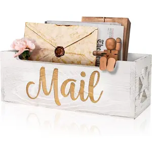 Mail Holder Countertop Mail Organizer Countertop Mail Holder Box for Desk Letter Holder Mail Tray Mail Basket for Counter Rustic Wooden Mail Storage Organizer Wall Mounted