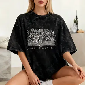 Women's Vintage Washed Floral & Graphic Short Sleeve T-Shirt, Casual Loose Fit Summer Top for Daily Wear & Street Style