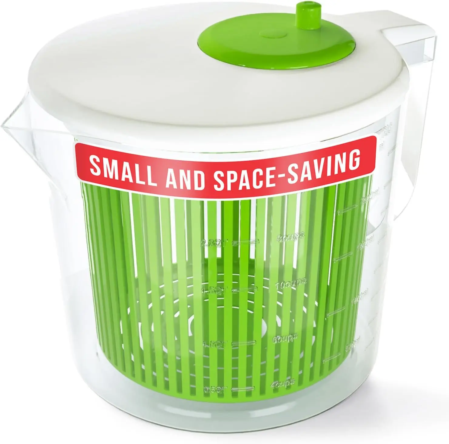 Mini Salad Spinner and Dryer With Measuring Cup Bowl, Best Rated Lettuce Spinners Single Serve, Collander with Spinner, Vegetable Washing Basket Kitchen Sturdy