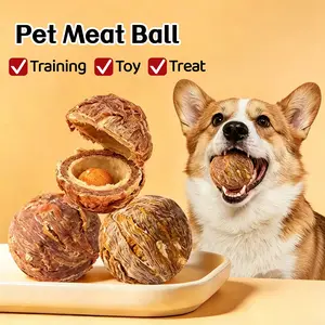 Chicken & Duck Flavored Chew Balls for Dogs，Featuring A Freeze-dried Egg Yolk Center ,Rawhide Dental Chew Ball Suitable for All Dog Breeds，Ideal for use as training rewards or for interactive feeding,both indoors and outdoors,11OZ