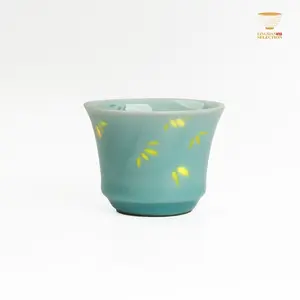 Jin Hongyang · Sky Blue · Translucent Bamboo Cup / Auspicious Cloud Gourd Cup ｜ Handcrafted Celadon · Luminous Elegance · Oriental Tea Art
