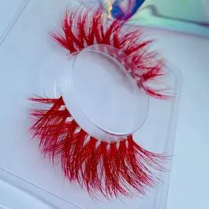 Red Strip Eyelashes - Makeup Color Lash Extensions