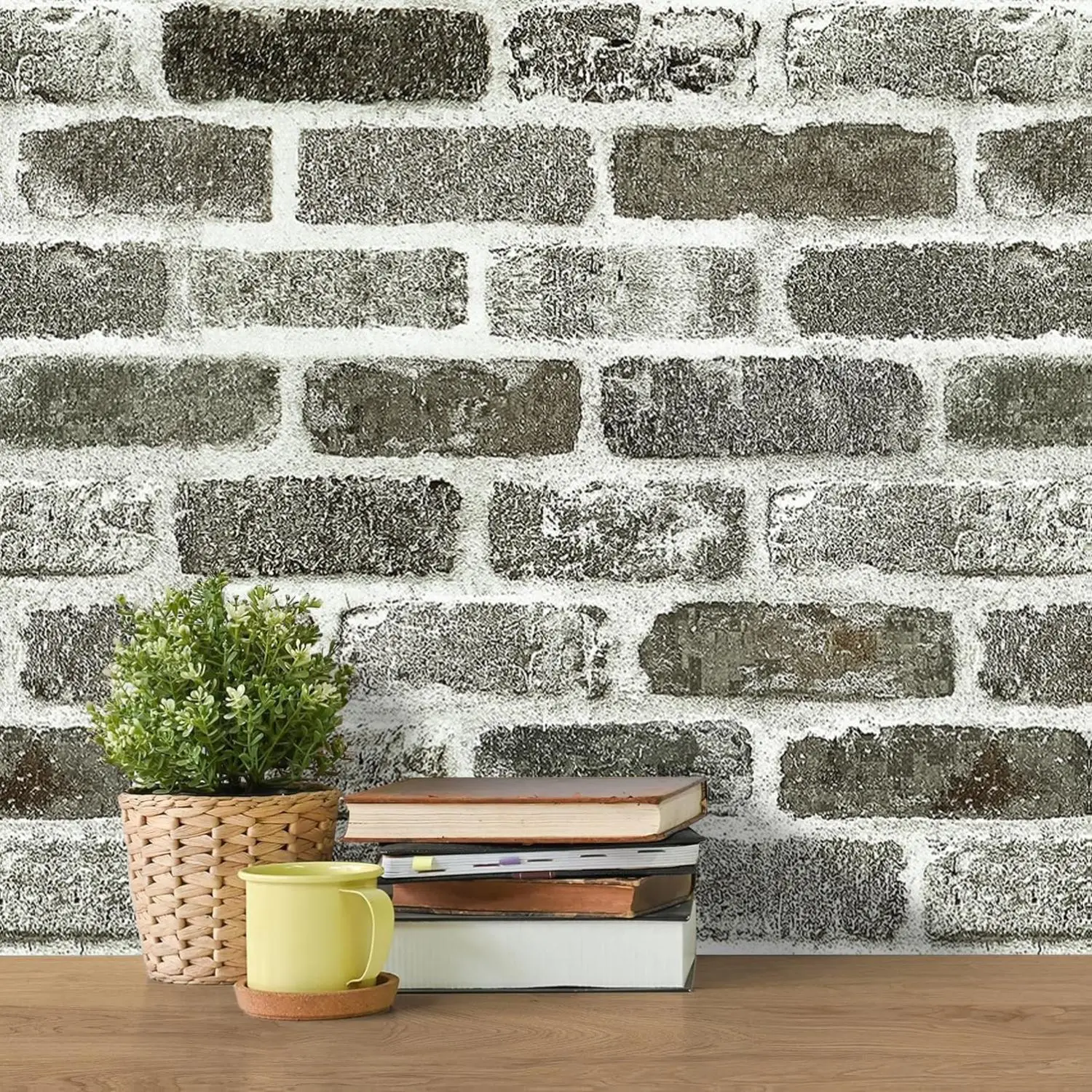 Grey Brick Wallpaper Peel and Stick Backsplash Contact Paper 17.7inch x 118.1inch Faux Brick Wallpaper Self Adhesive Removable Wallpaper Textured Brick Contact Paper for Room Wall Decor Vinyl
