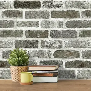 Grey Brick Wallpaper Peel and Stick Backsplash Contact Paper 17.7inch x 118.1inch Faux Brick Wallpaper Self Adhesive Removable Wallpaper Textured Brick Contact Paper for Room Wall Decor Vinyl