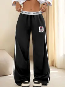 Women's Plain Striped Side Sweatpants, Casual Comfy Breathable Lightweight Loose Fit Jogger Pants for Daily Wear, Ladies Bottoms for All Seasons, Womenswear