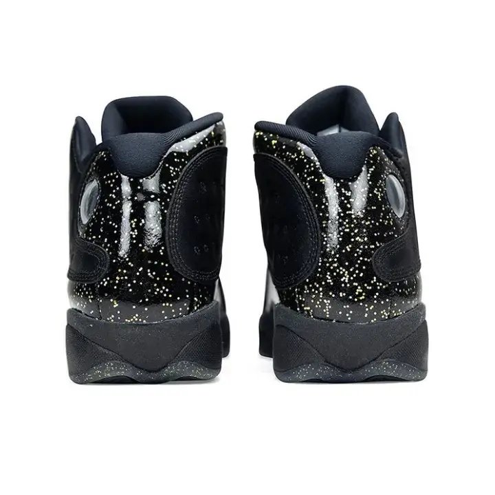 Brand New Sealed With Original Shoe Box Unisex Mid Top Basketball Sneakers Black Gold Glitter Leather Retro Cushioned Street Sports Shoes