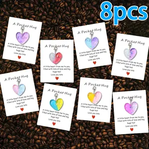 Resin Heart Pocket Hug Cards with Keychain, Valentine's Day Gift, Perfect for Family, Lover, Friend, Birthday, Wedding, Christmas