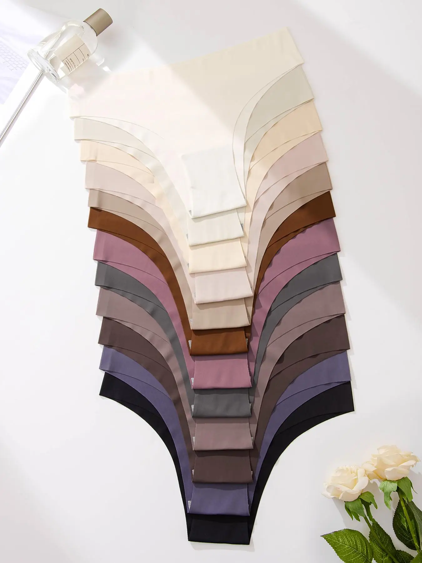 Women's 12pcs Solid Color Drop Waist Panties, Casual Seamless Soft Comfy Breathable Knicker for Daily Wear, Summer Outfits 2024, Ladies Underwear for