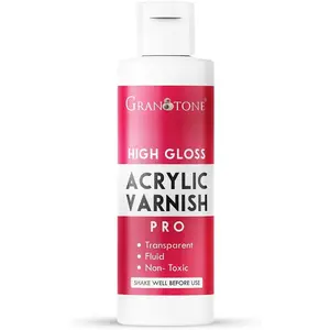 Clear Coat Acrylic High Gloss Varnish Finish 3.38 fl oz 100 ML Non Yellowing Non Toxic Anti Crazing Artist Varnish for Acrylic Painting Pro and Hobby Artists!