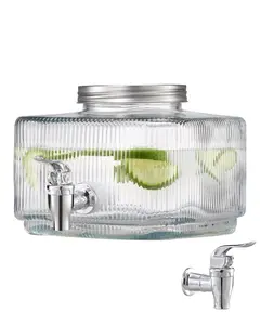 Drink Dispenser 0.8 Gallon Beverage Dispenser For Parties Glass With Spigot, Clear Acrylic Drink Station For Home, Bar, And Event, Large Capacity Water Pourer With Leakproof Tap, Ideal Party Supply And Catering Equipment