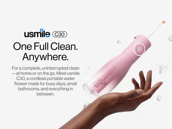 [Hot] usmile C30 Cordless Oral Irrigator - Single Unit, 60s Continuous Flossing, 60-Day Battery, 5 Intensity Levels with Gum Care Mode for Deep Clean, IPX7 Waterproof, BPA-Free, USB-C Rechargeable for Home Travel, Care Oral Irrigators, Oral Plaque Remover