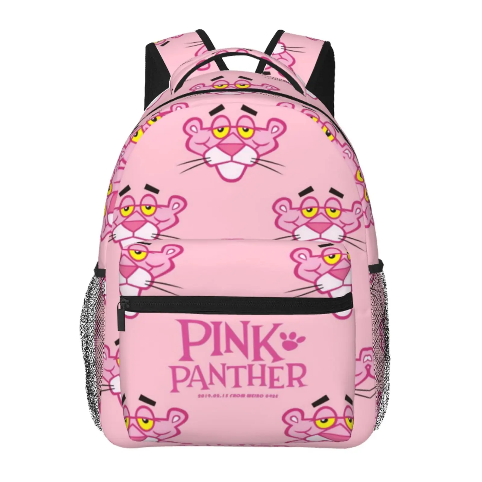 All-Over Print Pink Panther Backpack Large Capacity Pink Panther Everyday Carry Bag for Daily Errands Outdoor Activities Business Casual, Cartoon Goth Pink Panther Merch Laptop Daypack School Bag for Men Women Students & Gift Giving