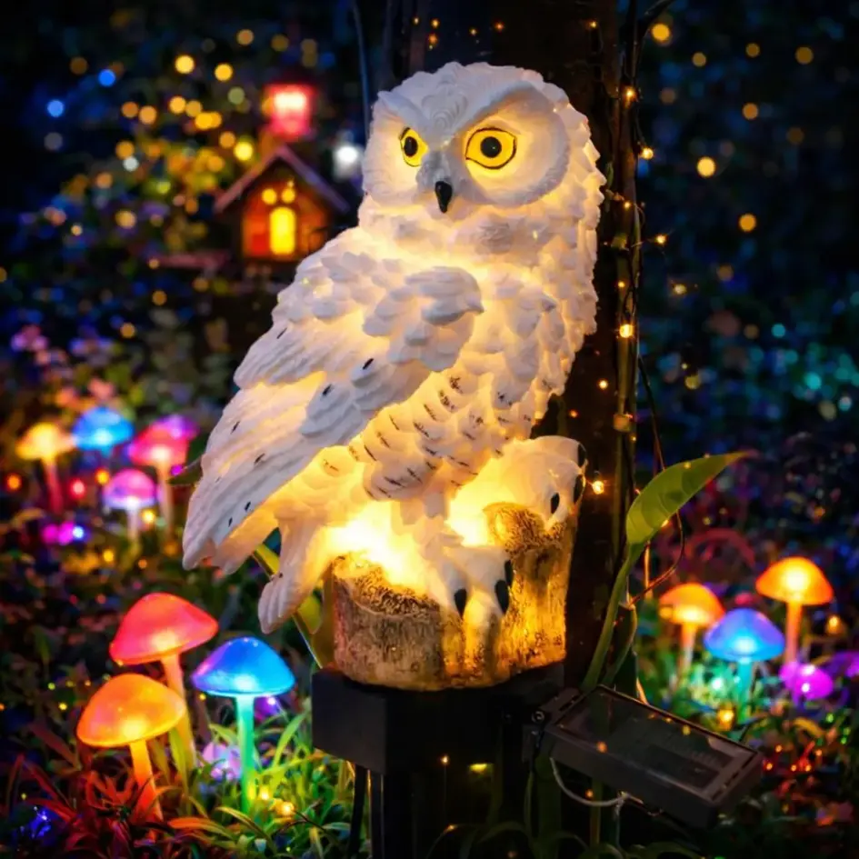 Whimsical Solar Owl Garden Stake Light - Eco-Friendly Waterproof LED Animal Figurine Lamp, Solar-Powered Pathway Decor for Nature Lovers, Outdoor Patio Garden Statue Night Lighting