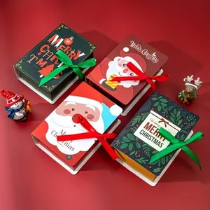 4pcs Christmas Candy Boxes, Creative Magic Book Sugar Containers, Gift Packaging Paper Boxes, Perfect for Holidays and Parties