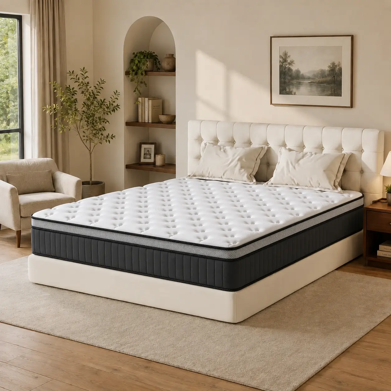 12/14 Inch Hybrid Mattress in a Box, Memory Foam & Pocket Springs, Medium Firm, Pressure Relief, Motion Isolation, Fiberglass Free, Twin Full Queen King