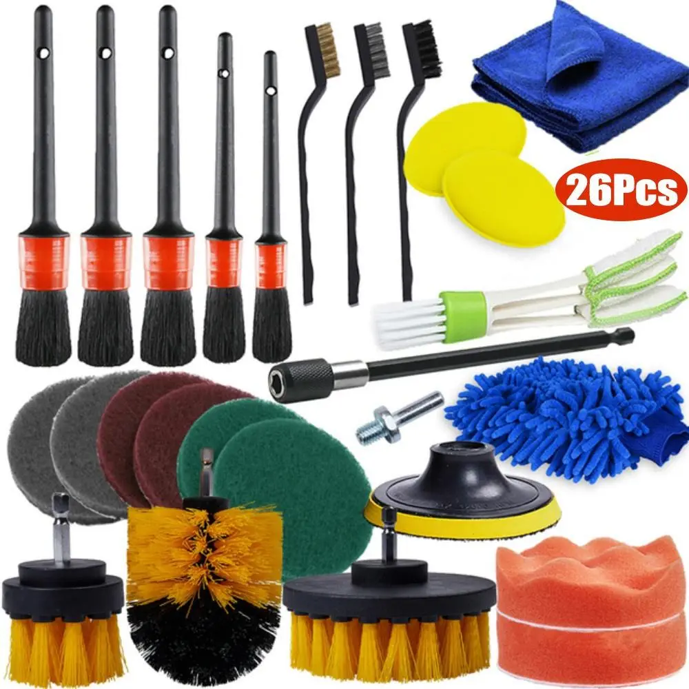 Automatic Detail Brushes for Cars and Motorcycles, Car Detailing Accessories, Car Detailing Tools, Car Cleaning Brushes, Suitable for Cleaning Car Wheels and Vents Detail, Car Cleaning Supplies, Car Detailing Products