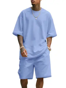 Men's Fashion Summer Casual Loose Fit Short Sleeve Tee & Shorts Set, Menswear, High Street Hip Hop Streetwear, Above the Knee, Natural Waist, Clothes