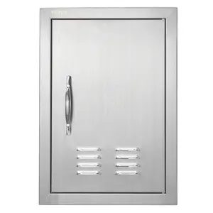 VEVOR BBQ Access Door,  14W x 20H Inch Single Outdoor Kitchen Door, Stainless Steel Flush Mount Door, Wall Vertical Door with Handle and vents, for BBQ Island, Grilling Station, Outside Cabinet