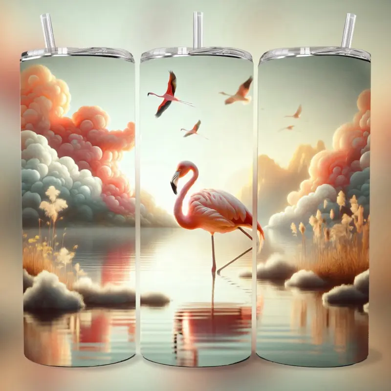 Flamingo 20 oz Tumbler - BPA Free, stainless steel, Leak proof, durable, with clear lid