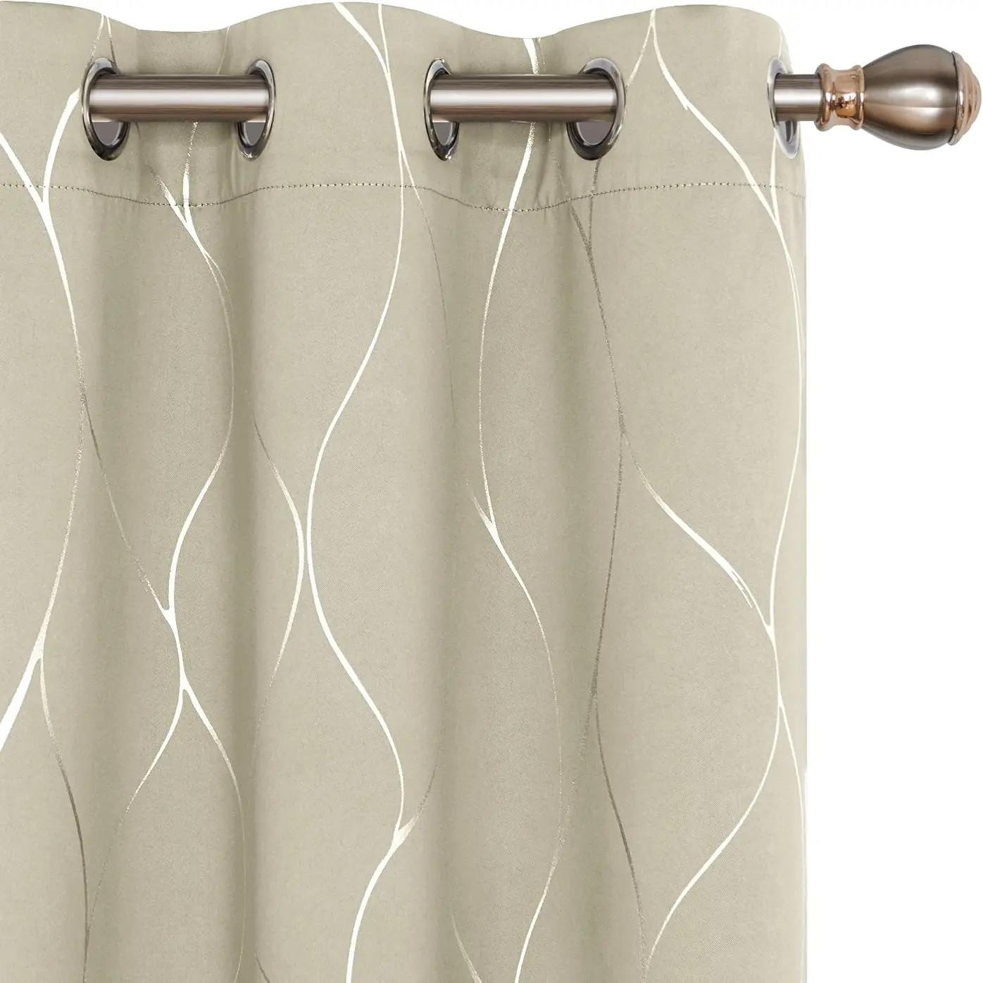 Deconovo Blackout Curtains (2 Panels, Silver|Gold Wave Print) - Thermal Insulated, Soundproof Room Home Decor Drapes for Living Room, Bedroom & Office Deconovo Blackout Curtains (2 Panels, Silver|Gold Wave Print) - Thermal Insulated, Soundproof Room Home Decor Drapes for Living Room, Bedroom & Office