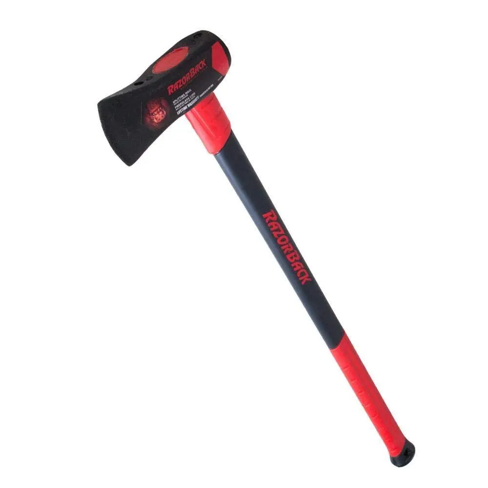 RazorBack 8 lbs, 34 in. Maul with Fiberglass Handle, Non-Slip TPE Over Mold & 2-Piece Overstrike Slip Eye Connection, Pack of 4, Two Piece Overstrike Slip Eye Connection