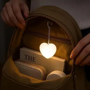 Romantic Heart-Shaped LED Wallet Light, Touch-Controlled Rechargeable Handbag Lamp, Portable Nightlight for Women, Ideal Gift for Valentine's Day