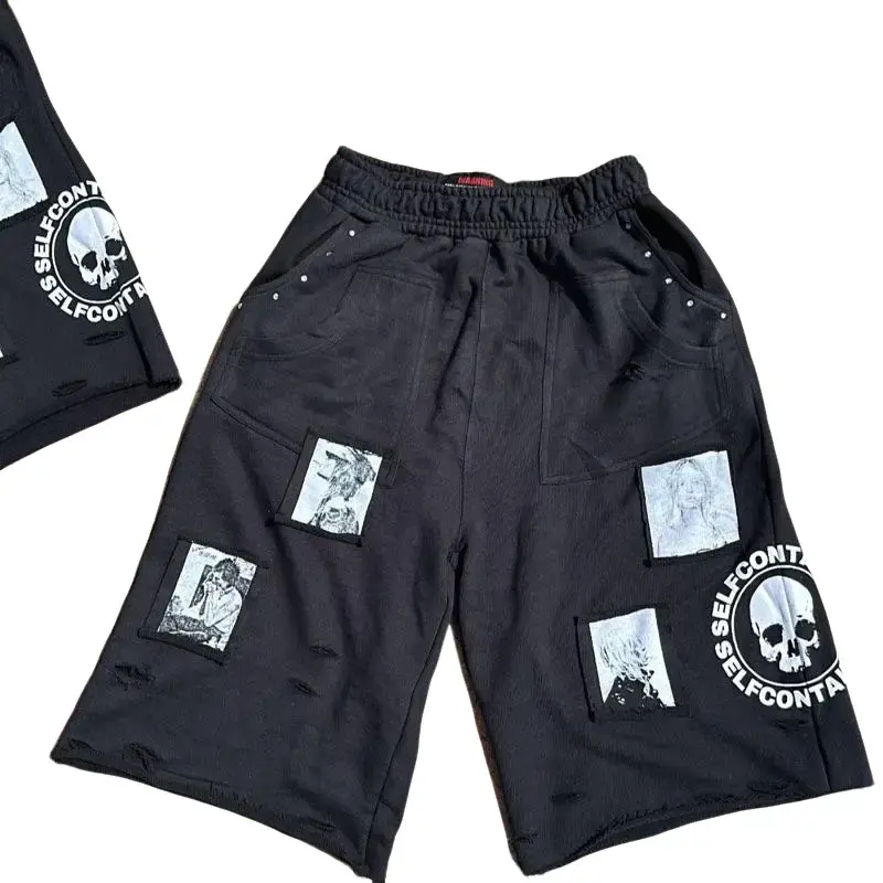 Smoking Kılls Distressed shorts (premade ready to ship)