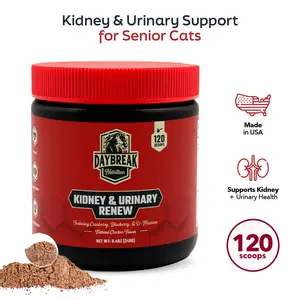Cat Kidney & Urinary Support Powder for Cats — Chicken Flavor | D-Mannose, Cranberry & Astragalus | Senior Cat Renal + Bladder Wellness | 120 Servings, 4-Month Supply