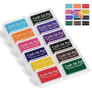 Craft Ink Pads for , Pigment Rainbow  Pad Set for Scrapbook Supplies, Paper, , Rubber Stamping, Card Making, DIY Crafting, Fabric Inkpad (12-Color high- )